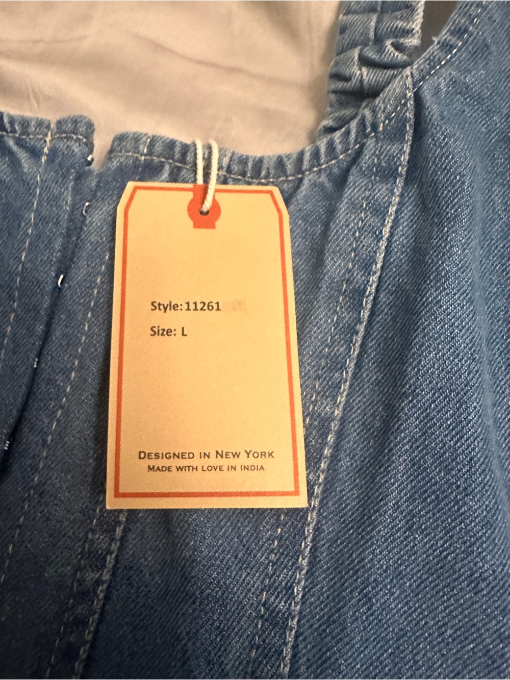 Lone Star Blue Denim Tank Top with Panel Stitching and Eyelet Closure - Picture 7 of 8
